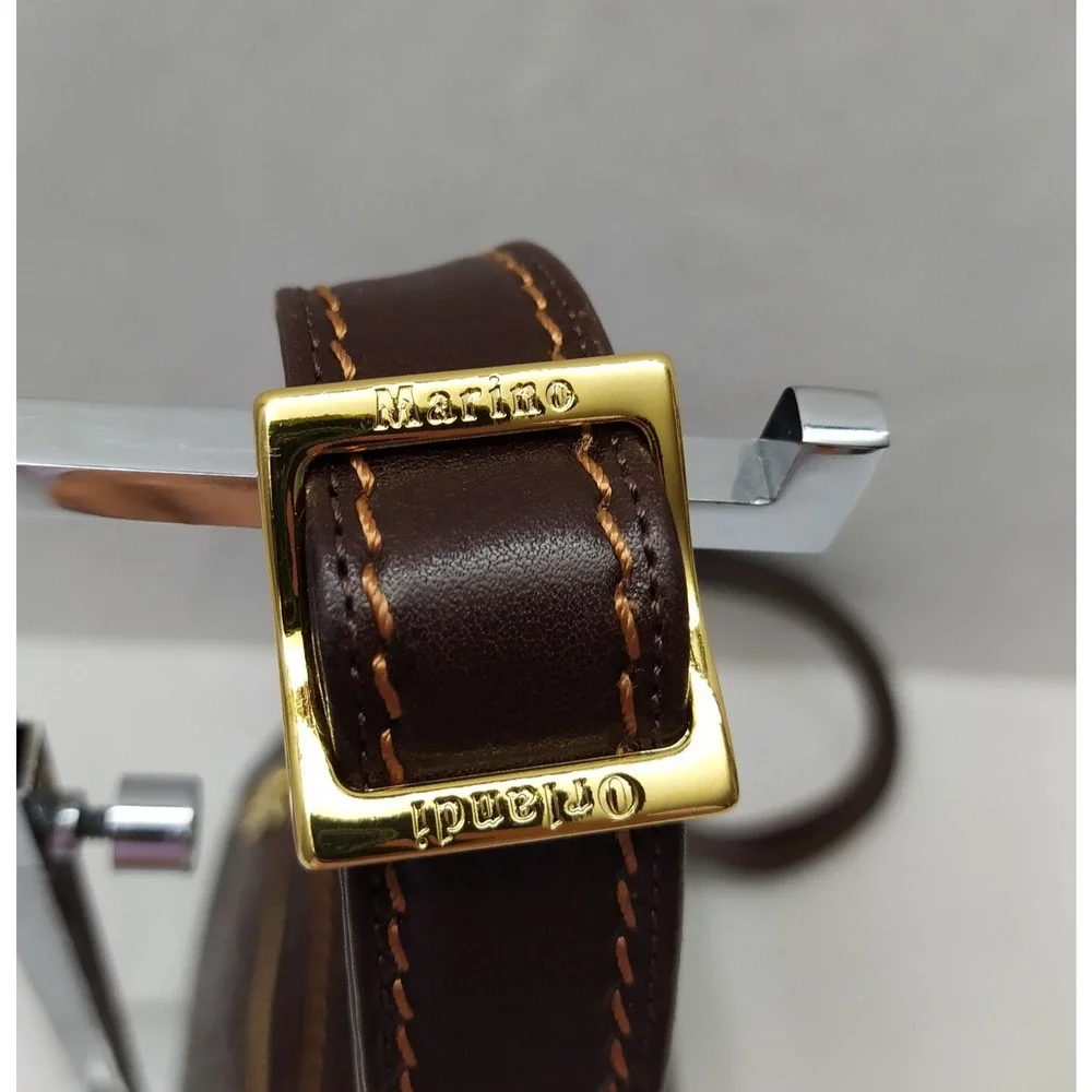 Marino Orlandi Brown Leather Turnlock Flap Closure Crossbody Bag - Picture 7 of 16